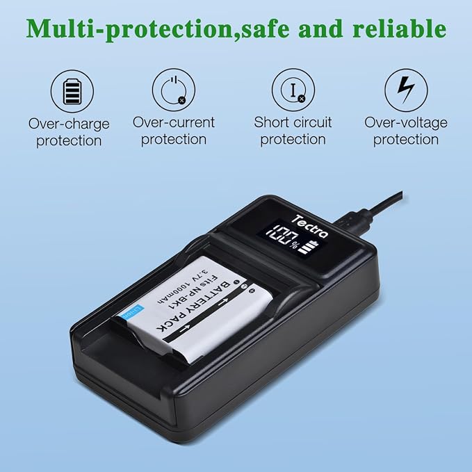 Tectra 2-Pack NP-BK1 Battery and LED USB Charger - Image 5
