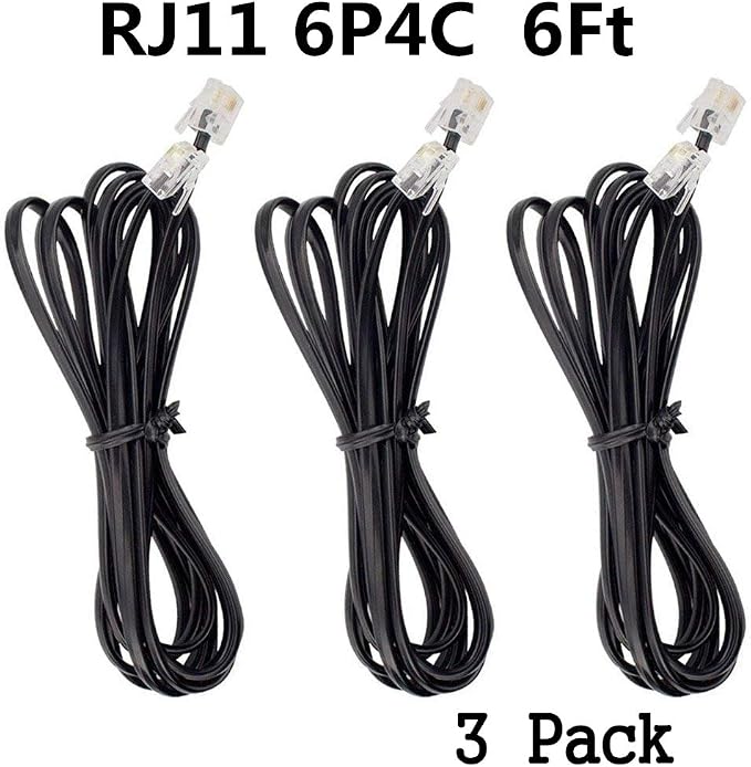 Phone Cord, 6P4C Black Phone Telephone Extension Cord Cable Line Wire RJ11 6P4C - Image 5