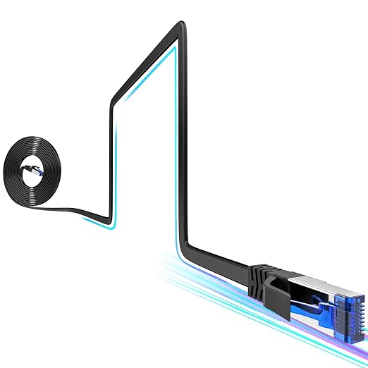 Cat8 Flat Ethernet Cable 75 FT Indoor & Outdoor, Invisable Ultra-Thin Ethernet by 10Gsupxsel