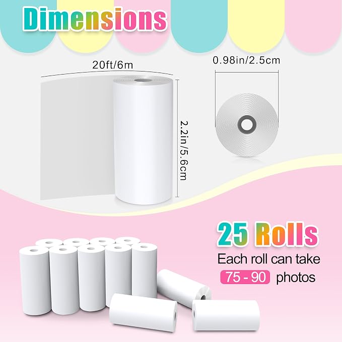 25 Rolls Instant Print Camera for Kids Refill Print Paper - Image 2
