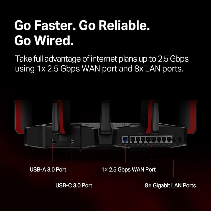 TP-Link - Archer AX11000 Tri-Band Wi-Fi 6 Router - Black/Red - Image 4