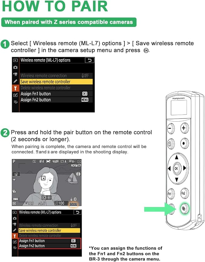 for Nikon Camera Remote Control, Hanpusen Rechargeable Wireless Shutter Release - Image 8
