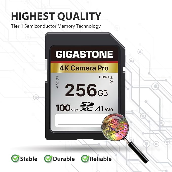 【5-Years Data Recovery】GIGASTONE 256GB SD Card, 4K Camera Pro, UHS-I A1 V30 - Image 2