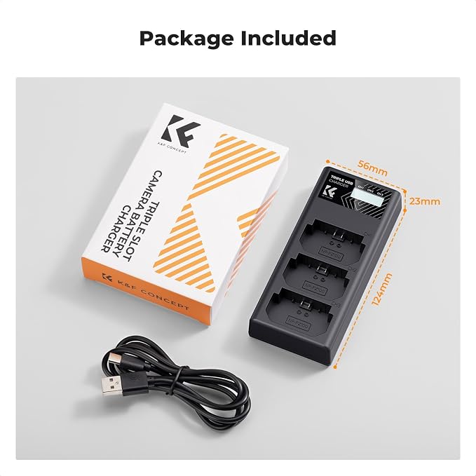 K&F CONCEPT NP-FZ100 Battery Charger, 3-Slot A7iii Camera Battery Charger - Image 7