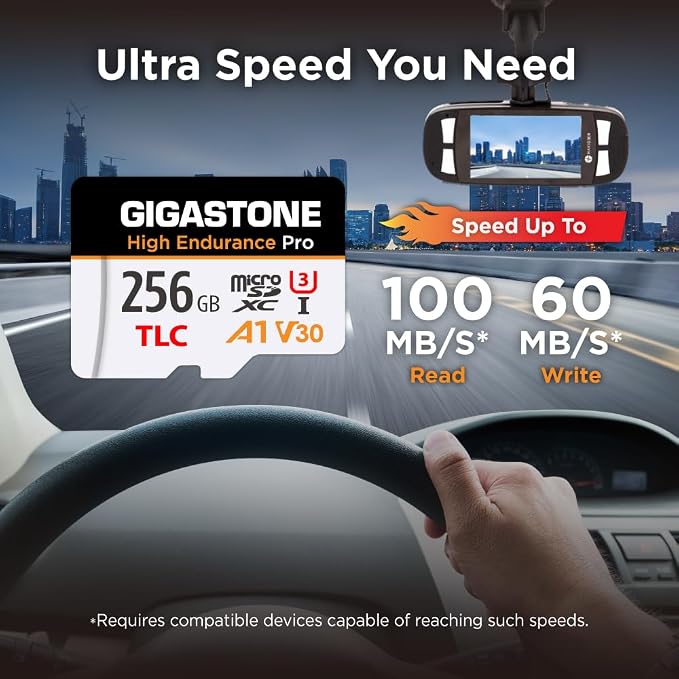 【5 Yrs Free Data Recovery】【Dash Cam】 GIGASTONE 256GB Micro SD Card, TLC High - Image 2