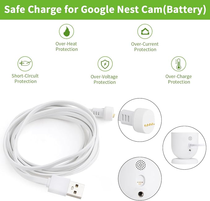 Power Cable with Adapter for Google Nest Cam Outdoor or Indoor, Battery-2nd - Image 4