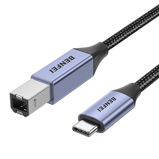 BENFEI USB B to USB C Printer Cable 6.6ft, Nylon Braided, Premium Aluminium by BENFEI