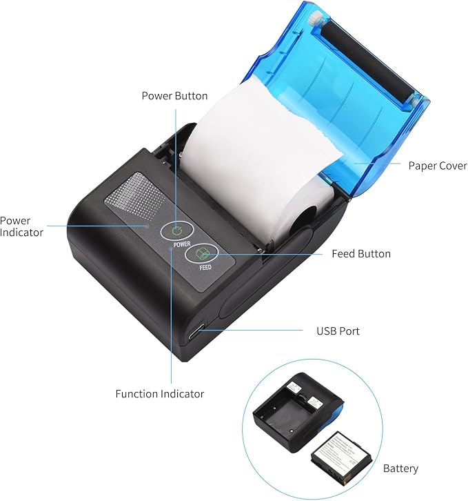 Receipt Printer, Sunydog Portable Mini Thermal Receipt Printers USB Receipt - Image 5