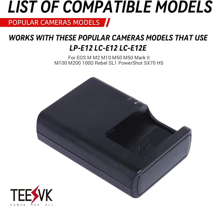 LC-E12 Battery Quick Charger for Canon: for LP-E12 LC-E12E Battery EOS M M2 M10 - Image 6