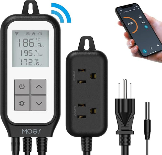 MOES Smart WiFi Cooling Heating Thermostat Outlet, Tuya Digital Temperature by MOES