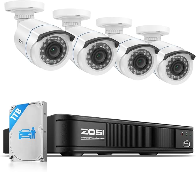 ZOSI H.265+ Full 1080p Home Security Camera System Outdoor Indoor, 5MP-Lite by ZOSI