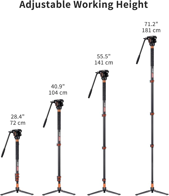 Cayer FP34 Monopod with Feet, 71 inch Aluminum Telescopic Camera Monopod with - Image 4