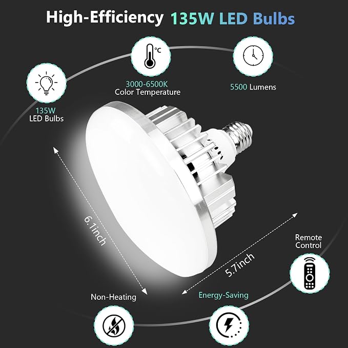 EMART 2Pack 135W Photography Light Bulb - Image 2