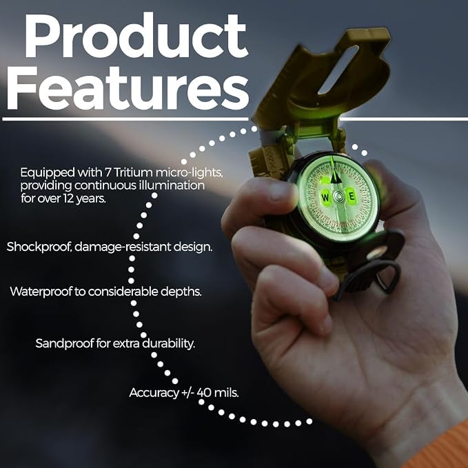 Cammenga Official US Military Tritium Lensatic Compass, Accurate Waterproof - Image 7