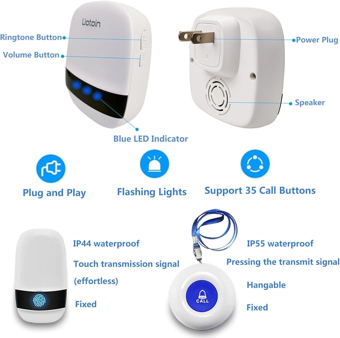 Caregiver Pager Wireless SOS Call Button Nurse Alarm System - Image 3