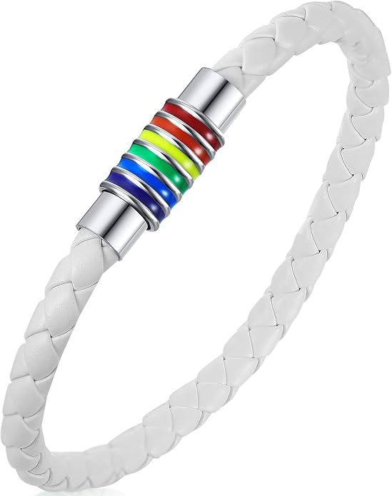 Nanafast Titanium Stainless Steel Rainbow LGBT Pride Bracelet Handmade Braided by Nanafast