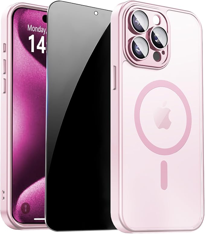 for iPhone 15 Pro Case with Privacy Screen Protector and Camera Protection by ZOZDOKG