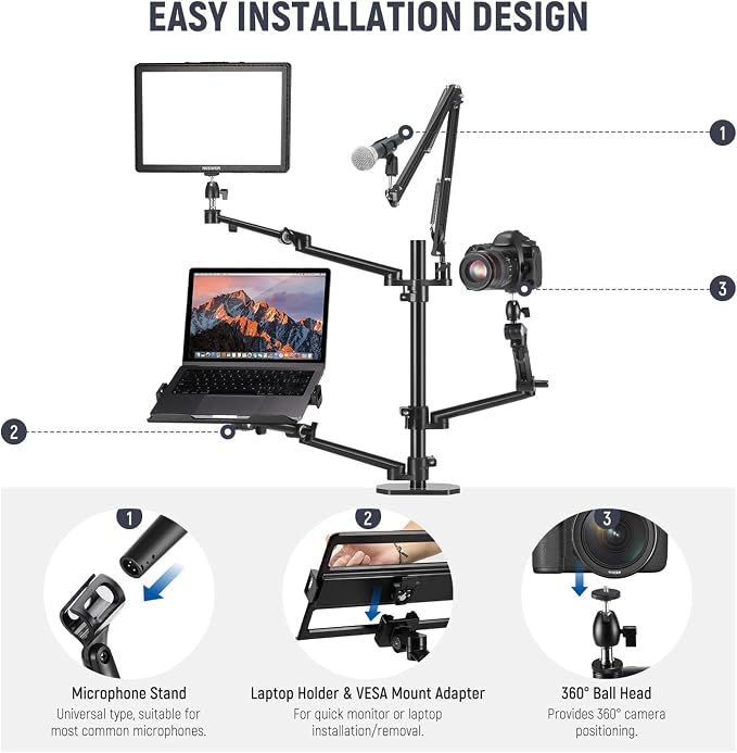 NEEWER Overhead Camera Stand Desk Mount Rig - Image 2