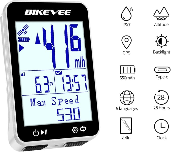 GPS Bike Computer Wireless Bicycle Speedometer Odometer 9 Languages Auto - Image 8