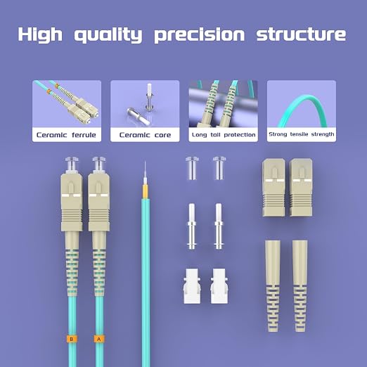 Fiber Patch Cable 8ft/2.5meters SC/UPC to SC/UPC OM3 10Gb/Gigabit MultiMode - Image 4
