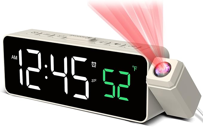 Netzu Projection Alarm Clock for Bedroom Ceiling, Small Compact Plug-in Digital by Netzu