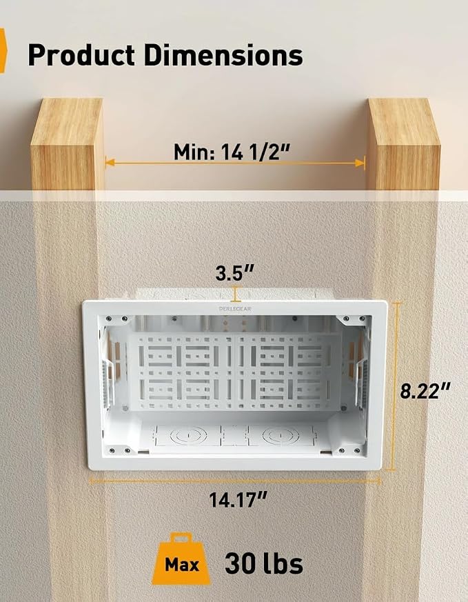 Perlegear 9″ in-Wall Media Box, Electrical Box, Recessed Outlet Box and Media - Image 4