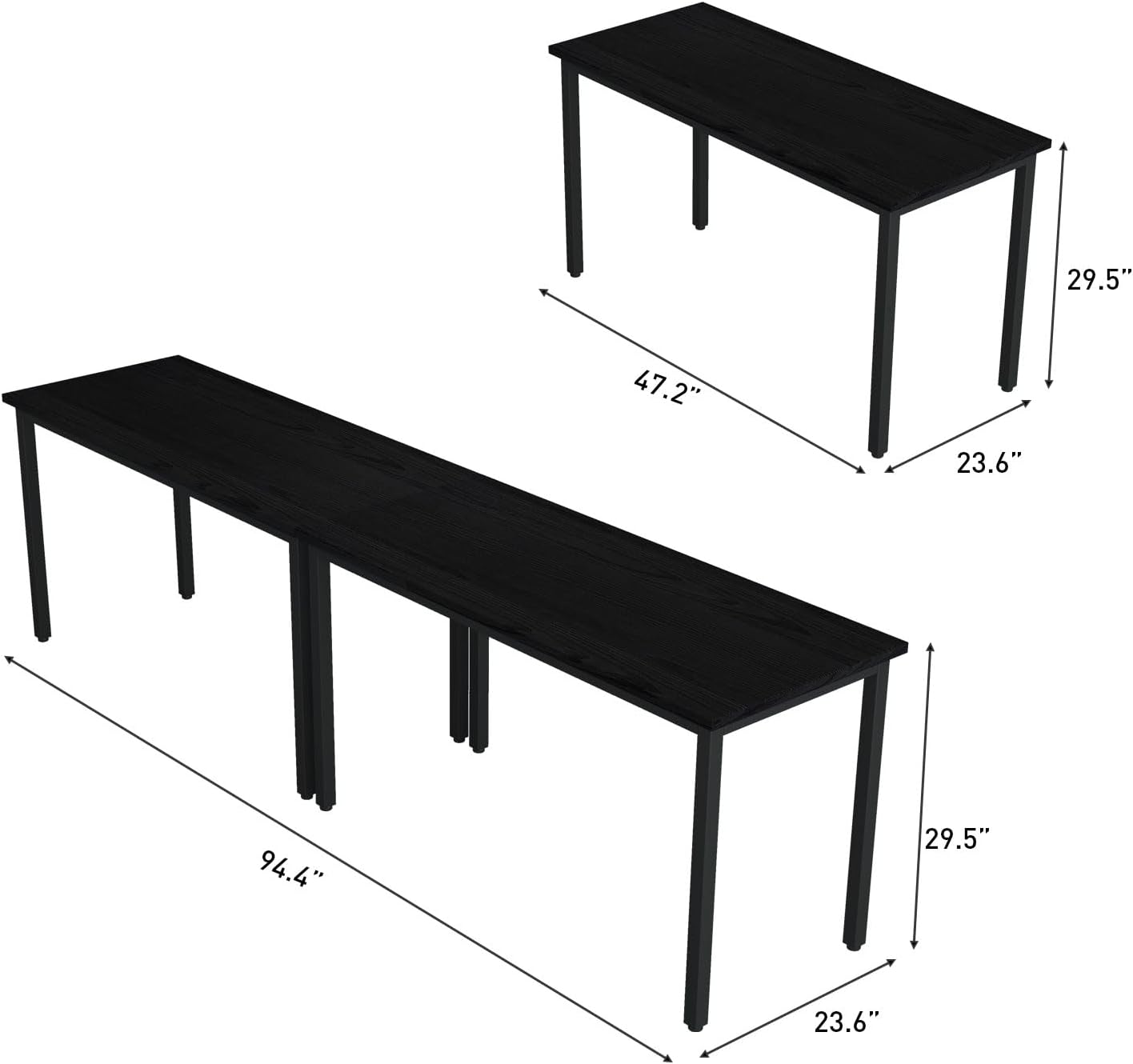 Bonzy Home Conference Tables 8ft Office Computer Desk for Meeting Room Study Writing Printer Podcast Table for 4-8 People Modern Black 2PCS 94.4"x23.6"x29.5"