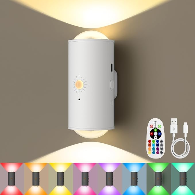 Motion Sensor Wall Light with Remote Control, 16 Colors Brightness Adjustable - Image 2