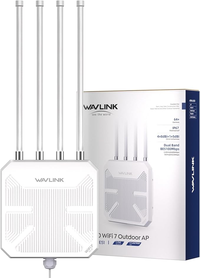 WAVLINK WiFi 7 BE5100 Outdoor WiFi Extender, Dual Band Long-Range Outdoor WiFi by WAVLINK%C2%AE