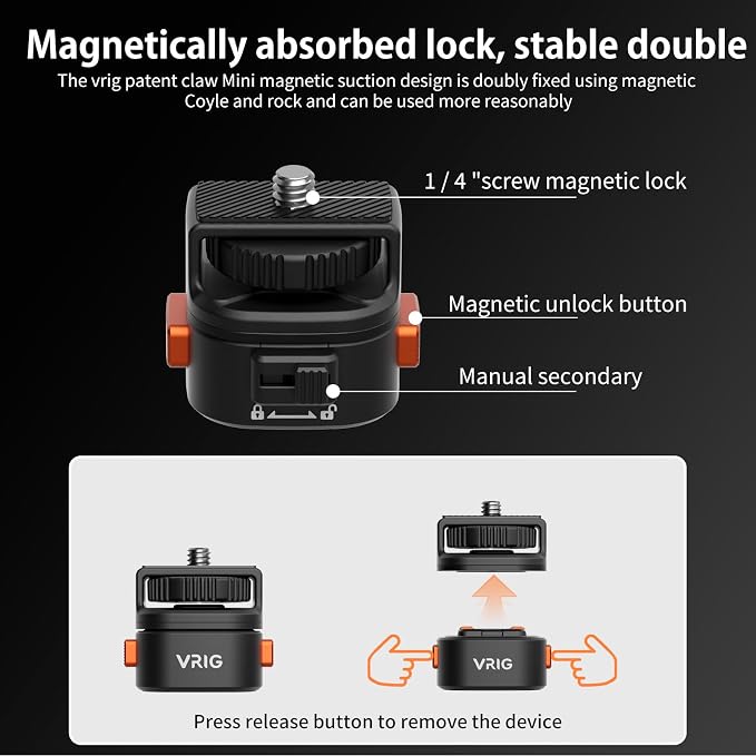 VRIG Claw Mini Quick Release Plate Tripod QR Camera Mount Adapter, Quick Setup - Image 2