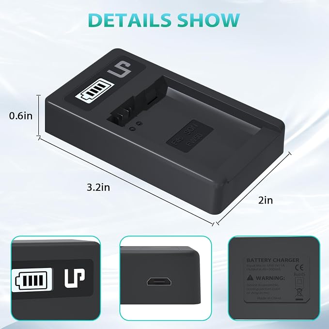 NP-FW50 Battery Charger, LP LCD Display USB Charge Port Station, Compatible - Image 5