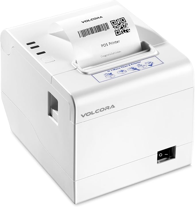 Volcora Thermal Receipt Printer, 80mm POS Printer w/Auto Cutter, USB/Ethernet by Volcora
