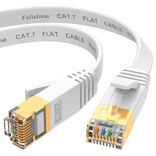 Folishine Ethernet Cable 15 ft, Cat7 High Speed Ethernet Cable, Flat LAN Patch by Folishine