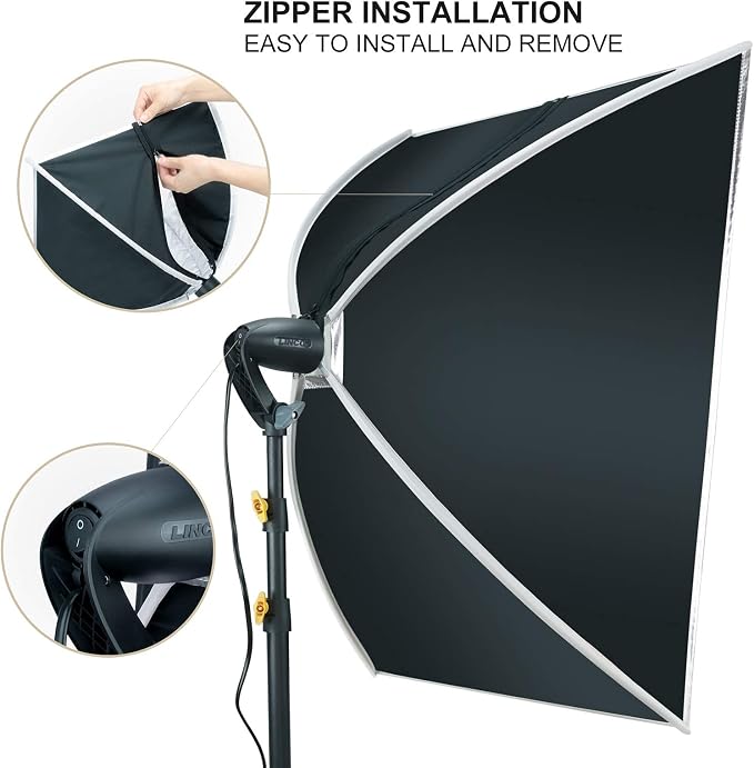 LINCO LED Softbox Photography Lighting Kit 20"x28" Professional Photography - Image 3