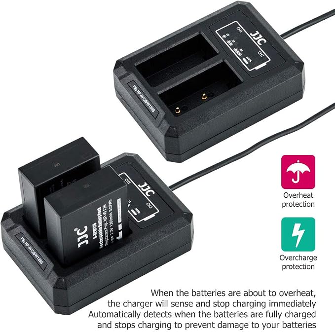 JJC NP-W126 NP-W126S Battery Charger USB Dual Slot - Image 6