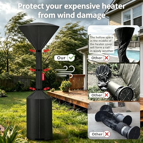 QH.HOME Patio Heater Cover, Waterproof Tear-Resistant 2p-89"x 33"x19" - Image 2