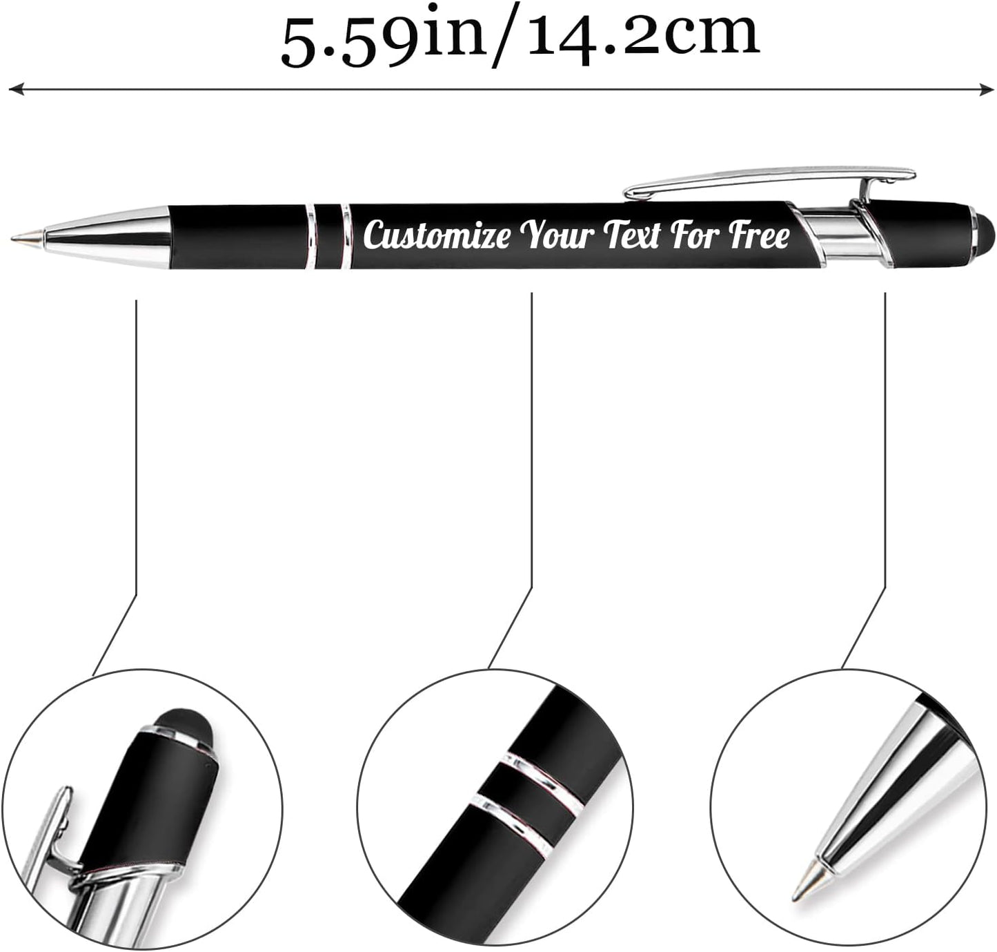 Max 500 Pcs Personalized Pens Bulk, Custom Pens with Free Engraving, Customized Stylus Tip Ballpoint Pen with Your Name Massage Text for School Office Business Graduation Anniversaries-10 Packs