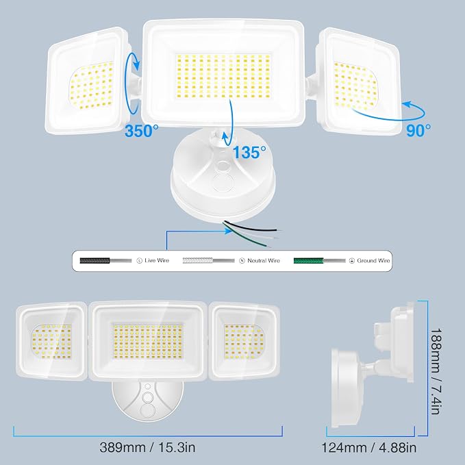 Onforu 100W Smart Flood Lights Outdoor, 3 Adjustable Heads, 9000LM Dimmable - Image 9