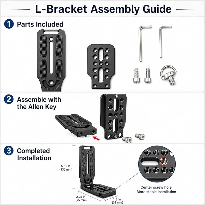 DSLR Camera L-Bracket, Vertical & Horizontal Switching Quick Release Plate - Image 5