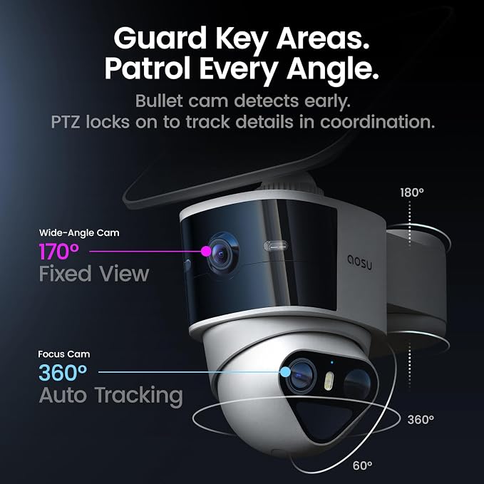 aosu T2 Pro Solar Security Cameras Wireless Outdoor, 2 Cam Kit, 3K Dual Cam No - Image 3