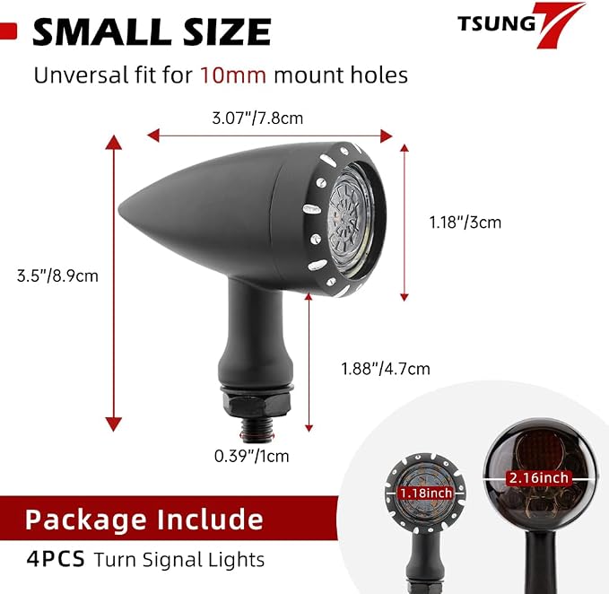 TSUNG 4PCS Motorcycle Bullet LED Front Rear Turn Signal Light SMD Blinker - Image 7