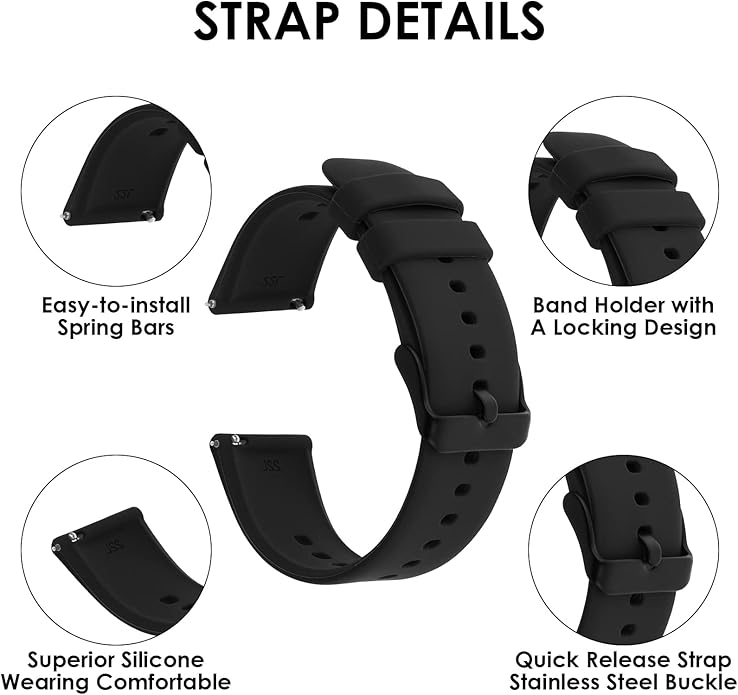 TIESOME Silicone Watch Bands, Quick Release Waterproof Soft Rubber Replacement - Image 3