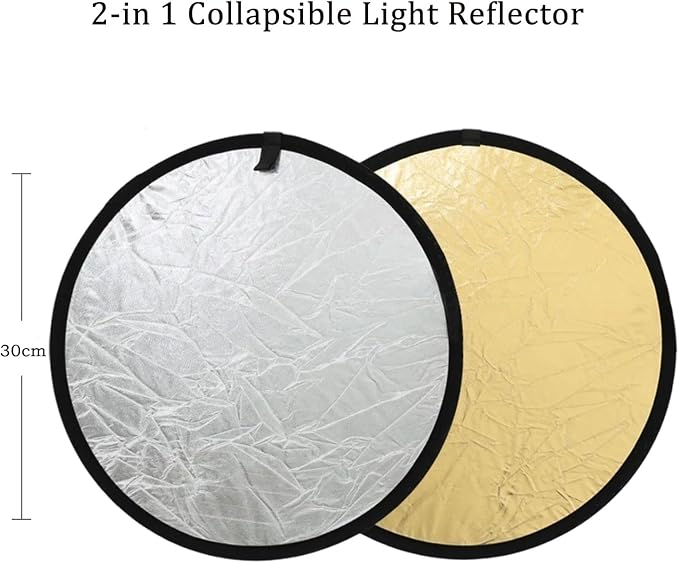 2-in-1 Photo Reflector Fill Light Soft Light Collapsible Reflector 12" 30cm - Image 4