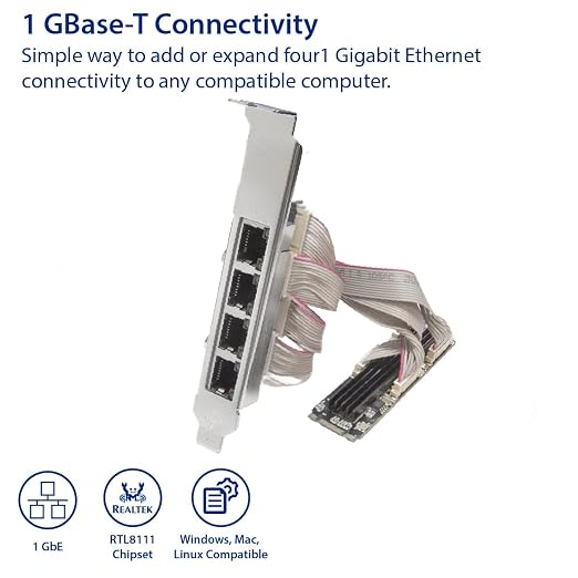 IO CREST 4 Ports Gigabit M.2 M+B Key Ethernet Card SI-PEX24092 - Image 2