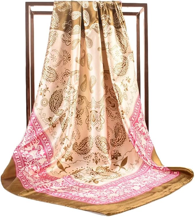 4Pcs Silk Head Scarves for Women Satin Hair Scarf 35”Large Square Bandana Silk - Image 3