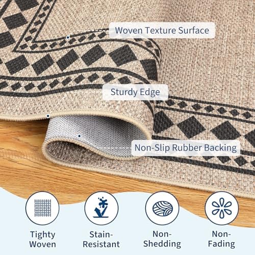 GarveeHome Jute Runner Rug 2x6 Washable Easy Jute Rug Non-Slip, Modern Bordered - Image 4