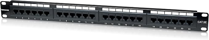 Intellinet 24 Port Cat5e Network Patch Panel Wall Mount– 1U Rack Height by IntellinetNetworkSolutions