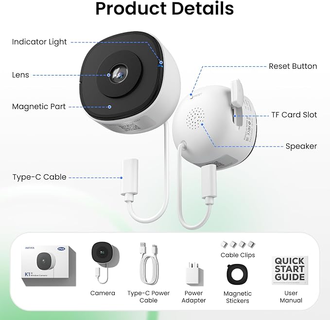 INFIYA 2K Window Cameras for Home Security- 5Ghz & 2.4Ghz WiFi Window Camera - Image 9