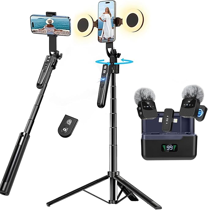 Professional Vlogging Kit for iPhone/Android, 70”Auto Face Tracking Tripod for by Zarcaco