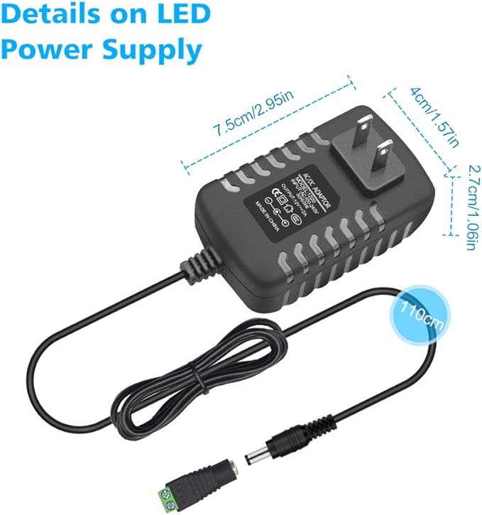 12V LED Strip Power Supply, 2A 24W Power Adapter, 12V Power Supply - Image 2
